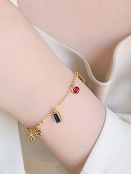 Designs & You - Multi-Color Stainless Steel Gold Plated Anti Tarnish Multicolour Geometrical Bracelet