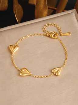 Designs & You - Stainless Steel Gold-Plated Anti Tarnish Heart Themed Bracelet