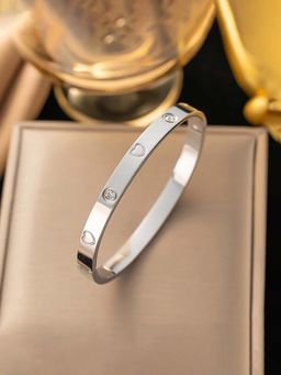 Designs & You - Stainless Steel Astonishing Silver Plated Love Ad Anti-Tarnish Bracelet for Women