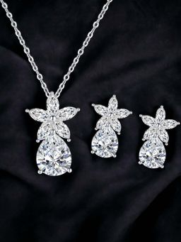 Designs & You - Silver Plated Cz Anti Tarnish White Teardrop Shape Star Inspired Jewellery Set