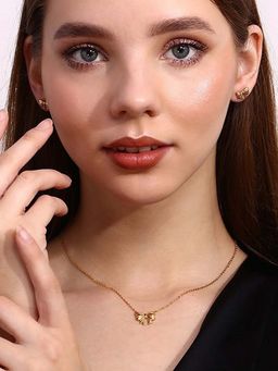 Designs & You - Stainless Steel Gold Plated Anti Tarnish Bow Themed Jewellery Set