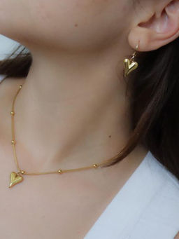 Designs & You - Stainless Steel Gold-Plated Anti Tarnish Heart Themed Jewellery Set