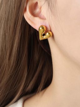 Designs & You - Stainless Steel Gold Plated Anti Tarnish Heart Theme Earrings for Women