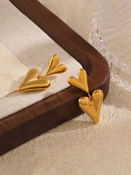 Designs & You - Stainless Steel Gold Plated Anti Tarnish Heart Themed Earrings