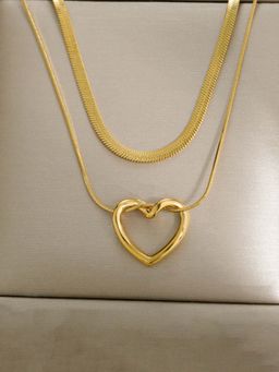 Designs & You - Gold-Plated Anti Tarnish Heart Themed Layered Necklace