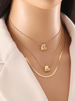 Designs & You - Gold-Plated Anti Tarnish Heart Themed Layered Necklace