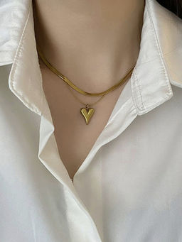 Designs & You - Gold-Plated Anti Tarnish Heart Themed Layered Necklace