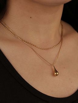 Designs & You - Gold-Plated Anti Tarnish Minimalistic Teardrop Layered Necklace