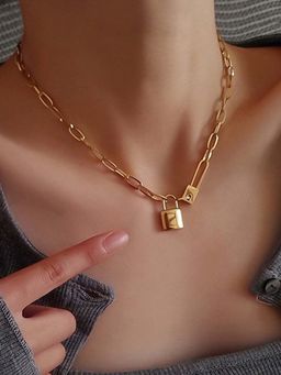 Designs & You - Gold-Plated Anti Tarnish Lock Inspired Rope Chain Necklace