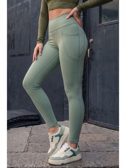 JUNEBERRY - Womens Solid Spandex Skinny Fit Stretchy Lightweight Gym Green Tights