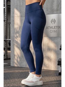 JUNEBERRY - Womens Solid Spandex Skinny Fit Stretchy Lightweight Gym Dark Blue Tights