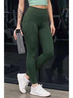 JUNEBERRY - Womens Solid Spandex Skinny Fit Stretchy Lightweight Gym Green Tights