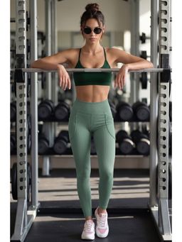JUNEBERRY - Womens Spandex Skinny Fit Stretchy Lightweight Gym Green Tights