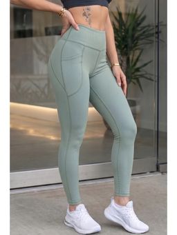 JUNEBERRY - Womens Spandex Skinny Fit Stretchy Lightweight Gym Sage Green Tights