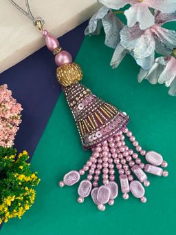 Digital Dress Room - Tassel & Purple Beads Latkan Lumba Rakhi