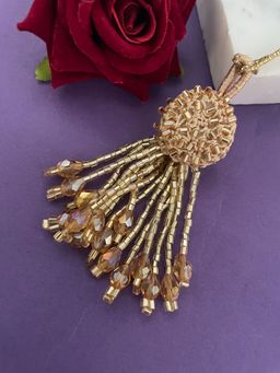 Digital Dress Room - Tassel & Beads Gold Latkan Lumba Rakhi