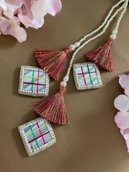 Digital Dress Room - 3 Layer Mirror Pearls Latkan Lumba Rakhi