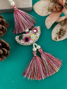 Digital Dress Room - Mirror Work & Pearls Latkan Lumba Rakhi