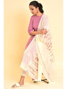 W - Printed White Dupatta