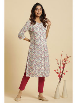 W - Off White Floral Kurta