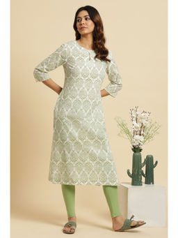 W - Printed White Kurta