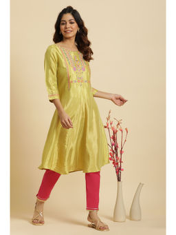 W - Green Solid Kurta