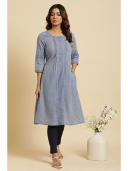 W - Blue Floral Kurta