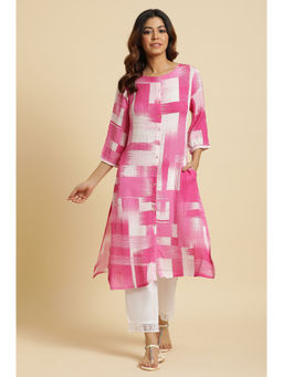 W - Pink Printed Kurta