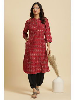 W - Maroon Printed Kurta