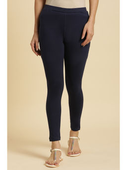 W - Blue Solid Leggings