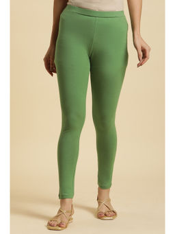 W - Green Solid Leggings