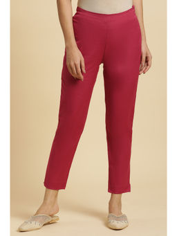 W - Pink Solid Slim Pant