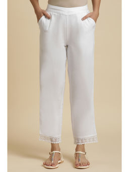 W - Solid White Straight Pant
