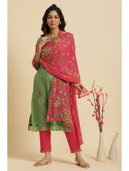 W - Pink Floral Dupatta