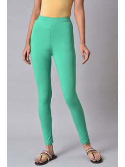 W - Green Solid Leggings