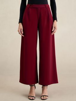 Femmella - Maroon Flared Knit Trouser