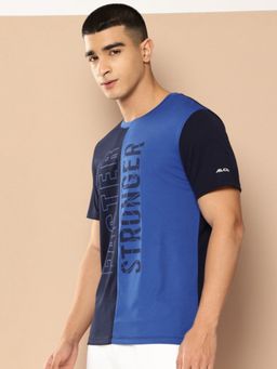 Alcis - Men Chest Print Navy Blue T-Shirt