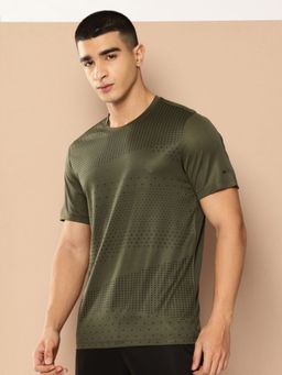 Alcis - Men Chest Print Olive T-Shirt