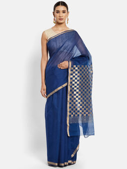 Fabindia - Cotton Silk Chanderi Woven Sari without Blouse