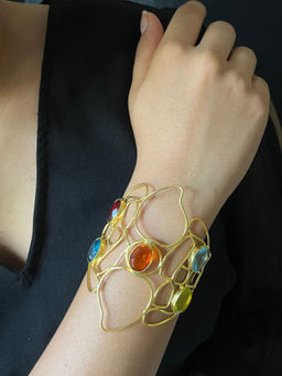 Johori - Western Gold Plated Wired Free Size Bracelet