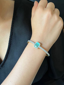 Johori - Elegant Mint and CZ Stone Openable Bracelet
