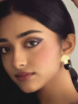 Johori - Handcrafted Gold Plated D Shape Studs