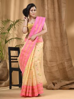 DESH BIDESH - Women Pink Cotton Woven Saree without Blouse