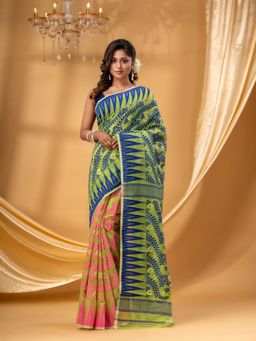 DESH BIDESH - Women Multi-Color Pure Cotton Floral Saree without Blouse