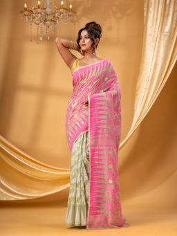 DESH BIDESH - Women Multi-Color Pure Cotton Floral Saree without Blouse