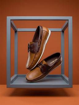 Monte Carlo - Men Tan Genuine Leather Boat Shoes