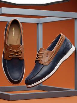 Monte Carlo - Men Navy Blue Genuine Leather Boat Shoes