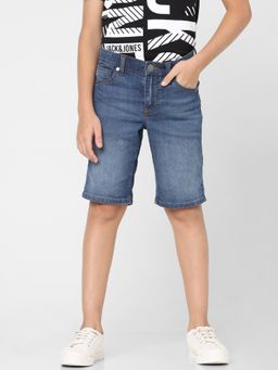 Jack & Jones Junior - Boys Blue Mid Rise Denim Shorts