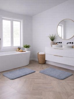 OBSESSIONS - Absorbent and Quick-Dry Polyester Bath Mat - Dark Grey (Pack of 2)