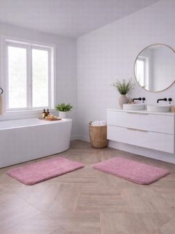 OBSESSIONS - Absorbent and Quick-Dry Polyester Bath Mat - Onion Pink (Pack of 2)